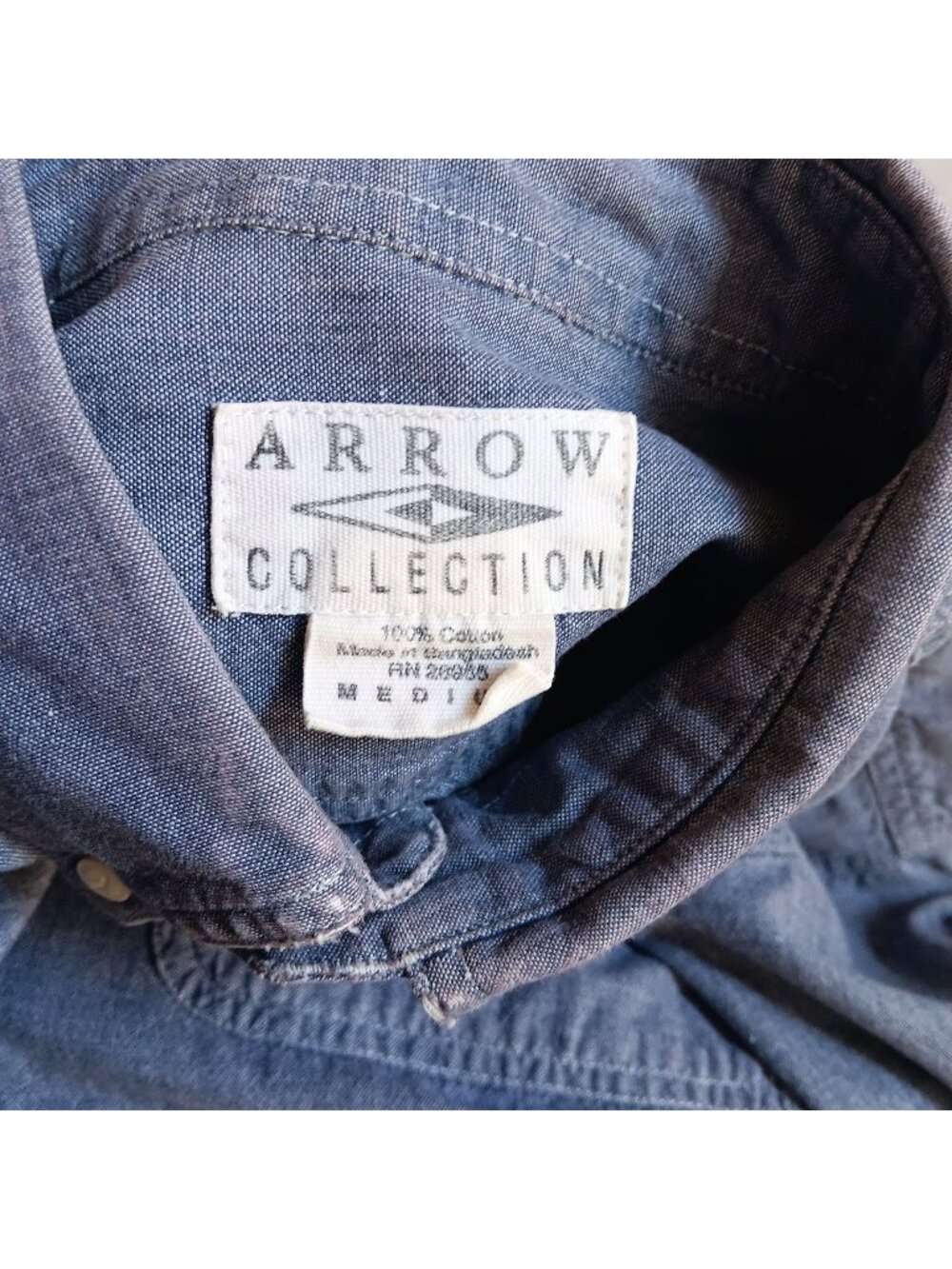 Vintage Medium Denim Arrow Work Shirt 1990's Chambray Mens Medium Preppy Daddy